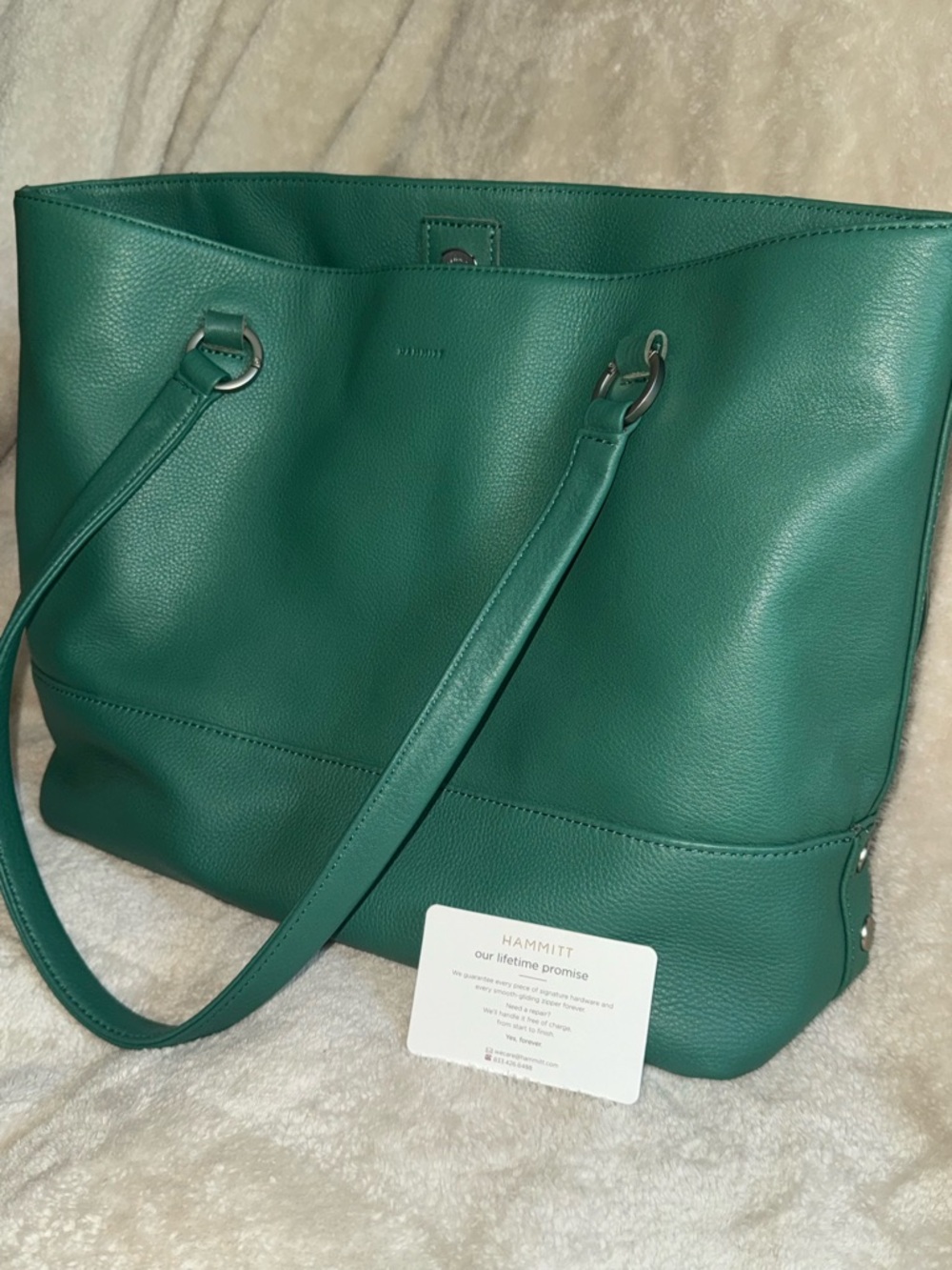 NWOT Hammitt Verdant Green Pebbled Leather Large Andersen Shoulder Tote Bag 2022 - Picture 3 of 17